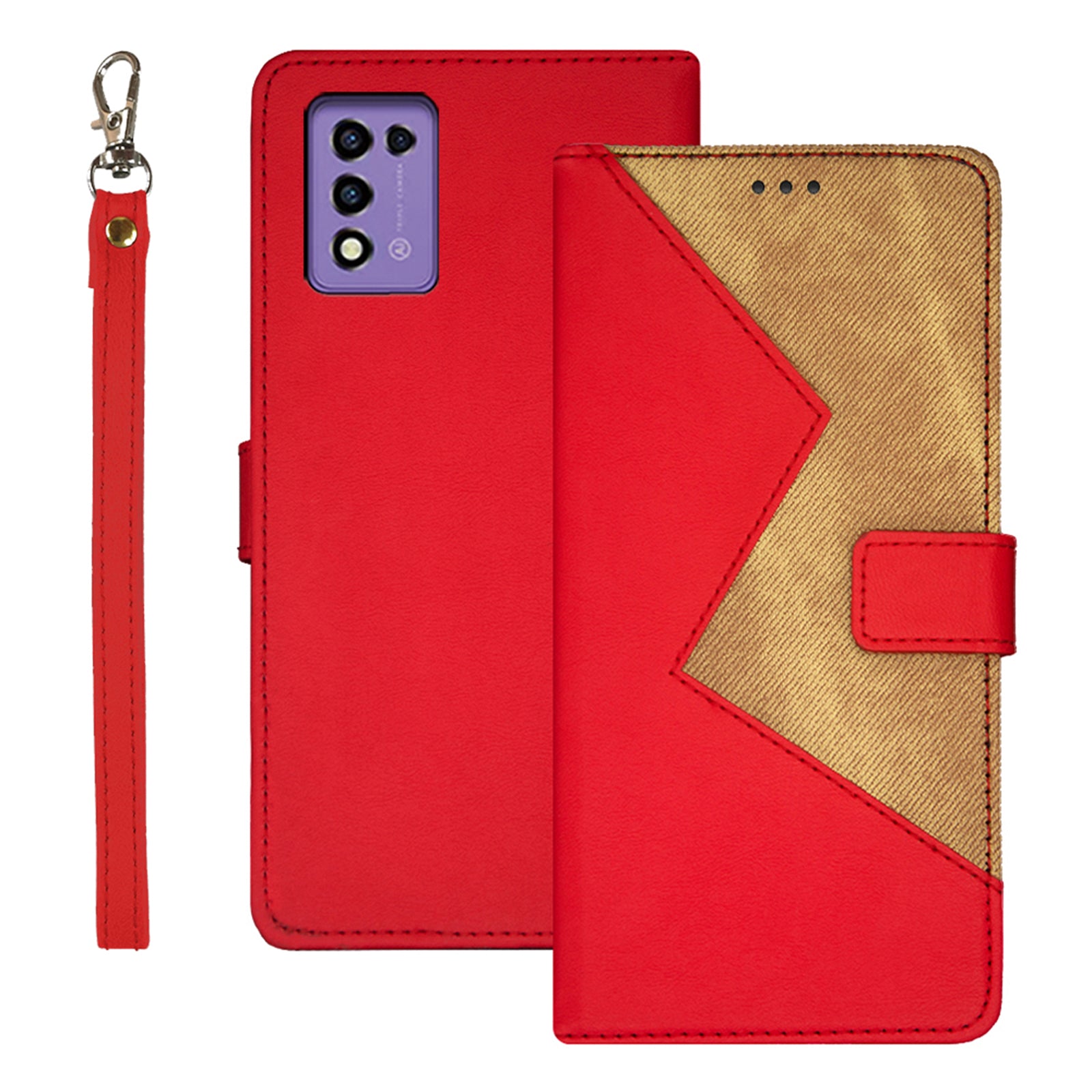 IDEWEI For ZTE Libero 5G III Card Holder Phone Case Color Splicing Leather Stand Phone Case with Wrist Strap IDEWEI For ZTE Libero 5G III Card Holder Phone Case Color Splicing Leather Stand Phone Case with Wrist Strap